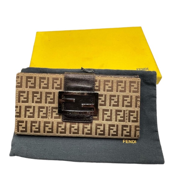 Fendi Zucchino Canvas Logo Buckle Flap Wallet - Picture 16 of 16